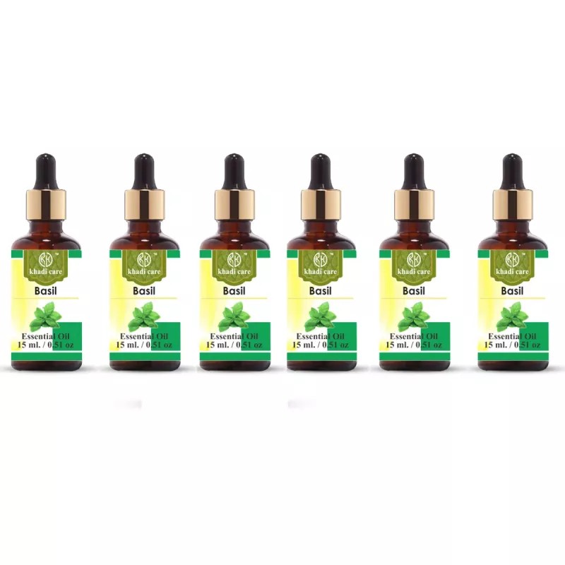 Khadi Care Basil Essential Oil (15ml, Pack of 6)