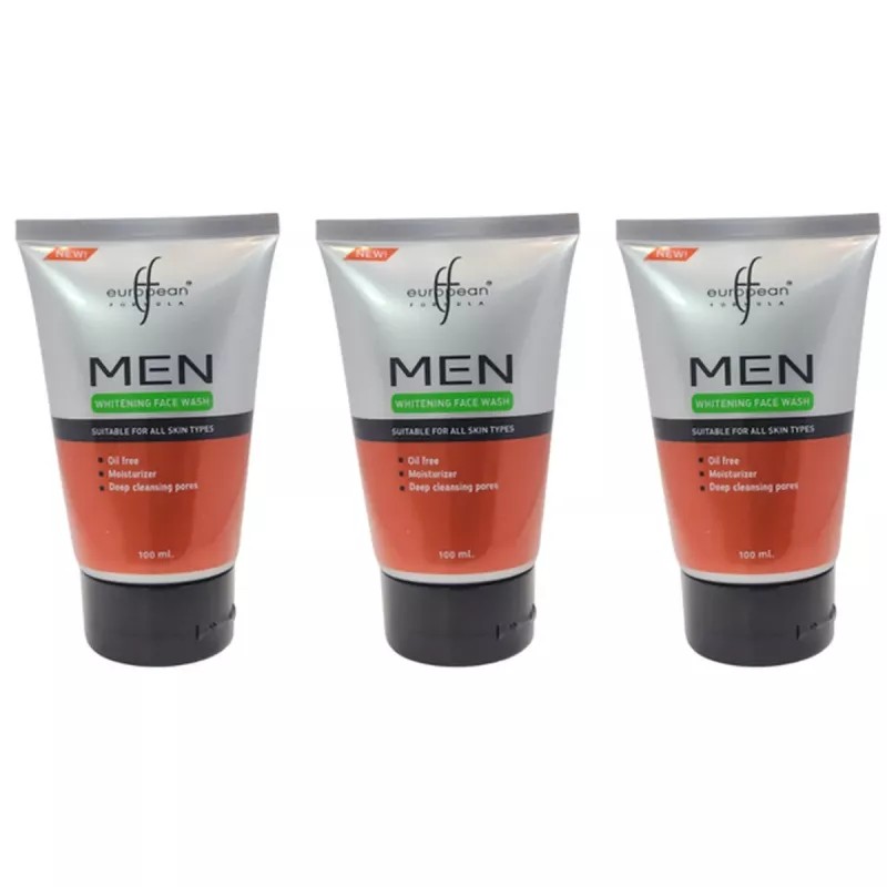 European Formula Men Whitening Face Wash (100ml, Pack of 3)