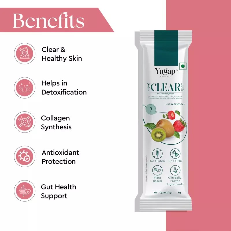 Yugap Yuclear Anti Acne Powder Kiwi Strawberry Flavour (Each 5g) (30Sachet)