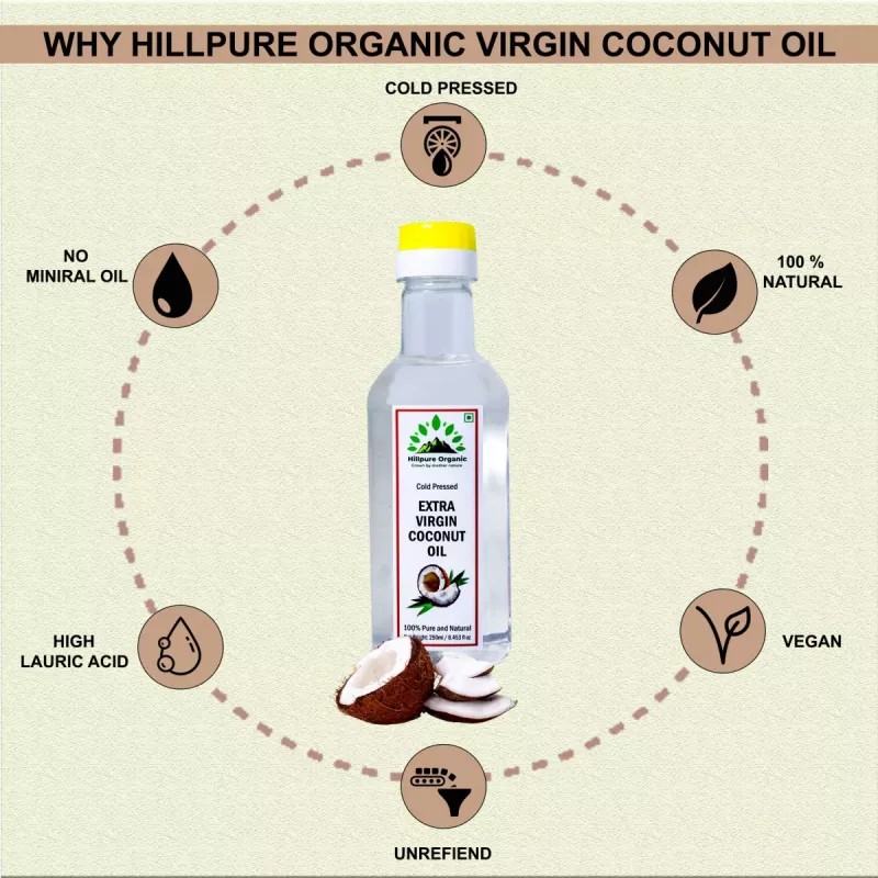 Hillpure Organic Extra Virgin Coconut Oil (250ml)