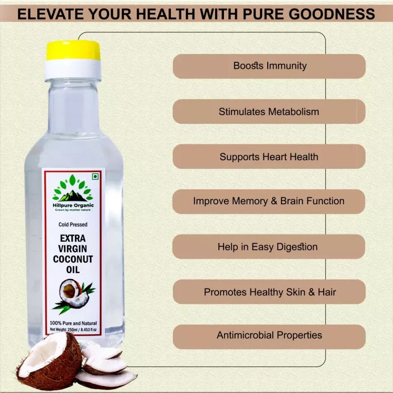 Hillpure Organic Extra Virgin Coconut Oil (250ml)