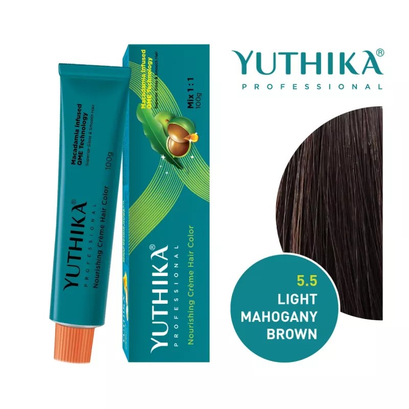 Yuthika Nourishing Creme Hair Color Tube (5.5 Light Mahogany Brown) (100g)