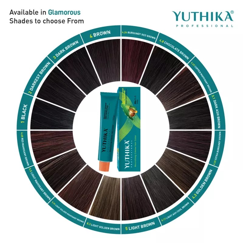 Yuthika Nourishing Creme Hair Color Tube (5.5 Light Mahogany Brown) (100g)
