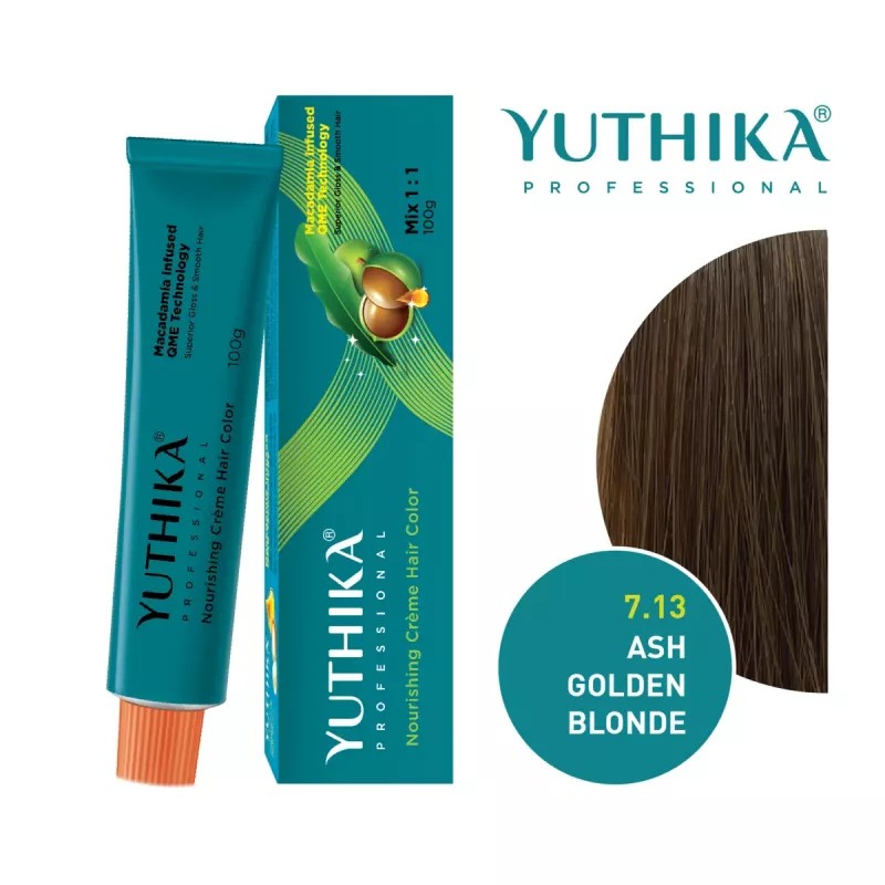 Yuthika Nourishing Creme Hair Color Tube (7.13 Ash Golden Blonde) (100g)
