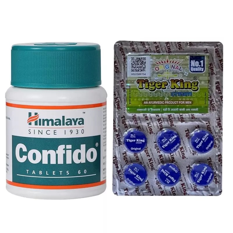 Amritveda Tiger King Cream + Himalaya Confido Tablet For Men (6x1.2g + 60caps) (1Pack)