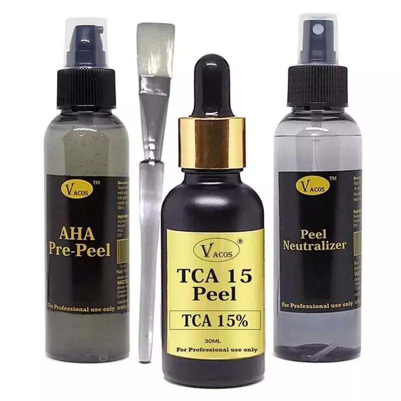 Vacos Aha Pre Peel + Tca 15 Peel + Peel Neutralizer (Pre Peel 100ml + Tca 30ml + Neutralizer 100ml + 1 Brush) (1Pack)