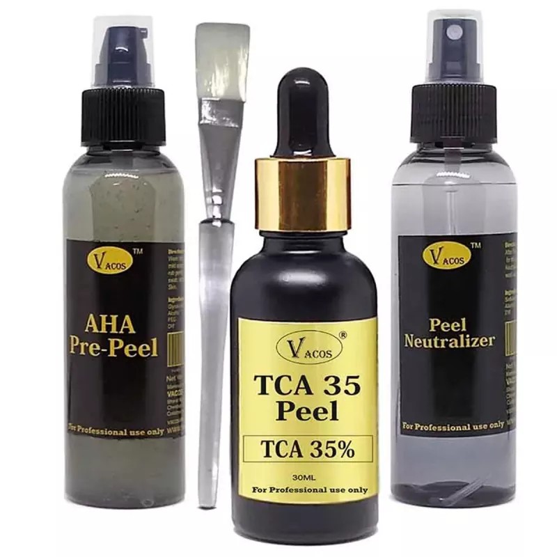 Vacos Aha Pre Peel + Tca 35 Peel + Peel Neutralizer (Pre Peel 100ml + Tca 30ml + Neutralizer 100ml + 1 Brush) (1Pack)