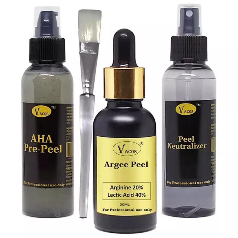Vacos Aha Pre Peel + Argee Peel + Peel Neutralizer (Pre Peel 100ml + Argee Peel 30ml + Neutralizer 100ml + 1 Brush) (1Pack)