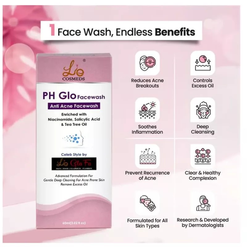 Lio Cosmeds Ph Glo Anti Acne Facewash (60ml)