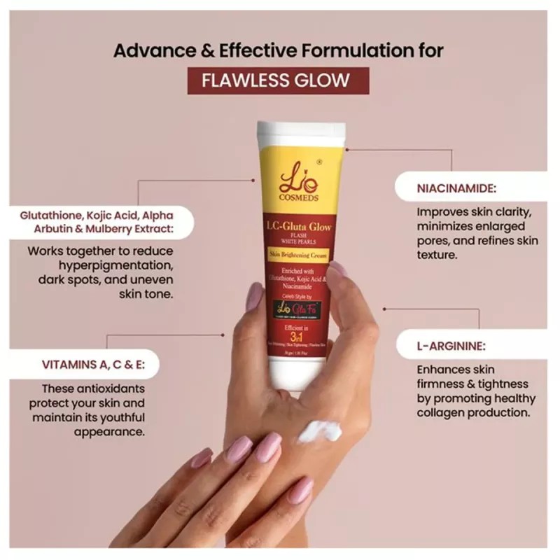Lio Cosmeds Lc Gluta Glow Flash White Pearls Cream (30g)