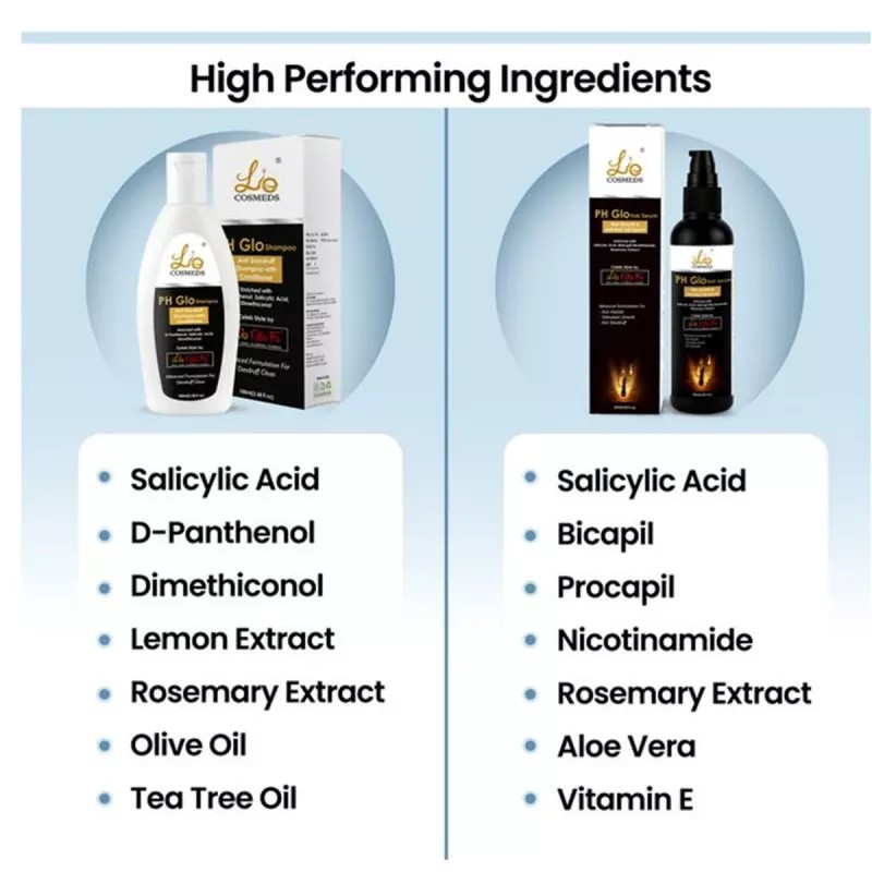 Lio Cosmeds Ph Glo Anti Dandruff Shampoo With Conditioner + Ph Glo Hair Serum (Shampoo 100ml + Serum 60ml) (1Pack)