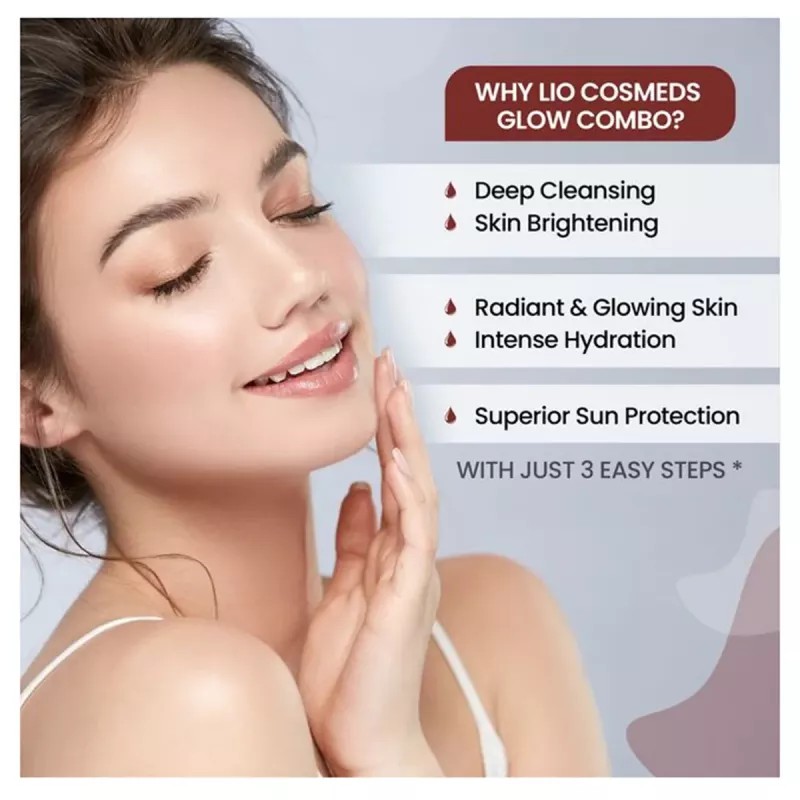 Lio Cosmeds Lc Gluta Glow Glutathione Facewash + Lc Glitz Moist Moisturizing Lotion + Lc Sun50 Sun Protection Lotion (Facewash 70g + Lotion 50ml + Sunscreen Lotion 60ml) (1Pack)