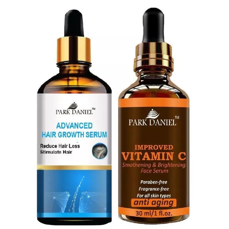 Park Daniel Advance Hair Growth Serum + Improved Vitamin C Serum (30ml Each) (1Pack)