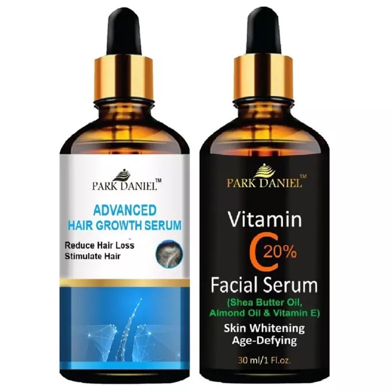 Park Daniel Advance Hair Growth Serum + Vitamin C20% Facial Serum (30ml Each) (1Pack)