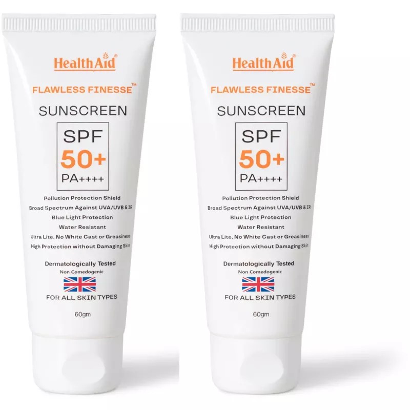 HealthAid Flawless Finesse Sunscreen SPF 50+ PA++++ (60g, Pack of 2)