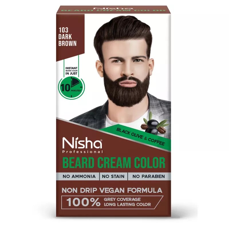 Nisha Beard Cream Color For Men 103 Dark Brown (Developer 20g + Colorant 20ml) (40g)