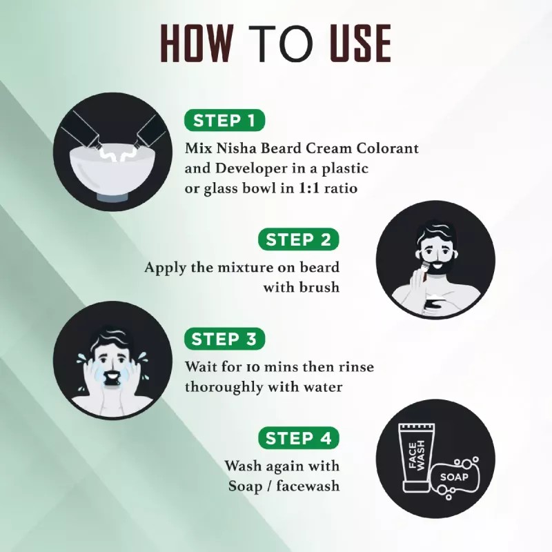 Nisha Beard Cream Color For Men 103 Dark Brown (Developer 20g + Colorant 20ml) (40g)