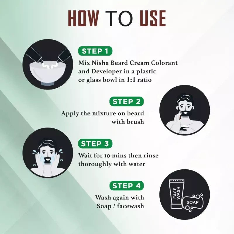 Nisha Beard Cream Color For Men 104 Natural Brown (Developer 20g + Colorant 20ml) (40g)