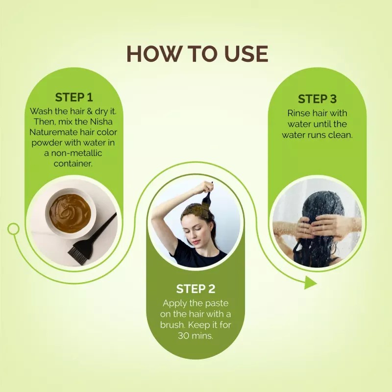 Nisha Nature Mate Henna Based Hair Color Dark Brown Powder (60g, Pack of 3)