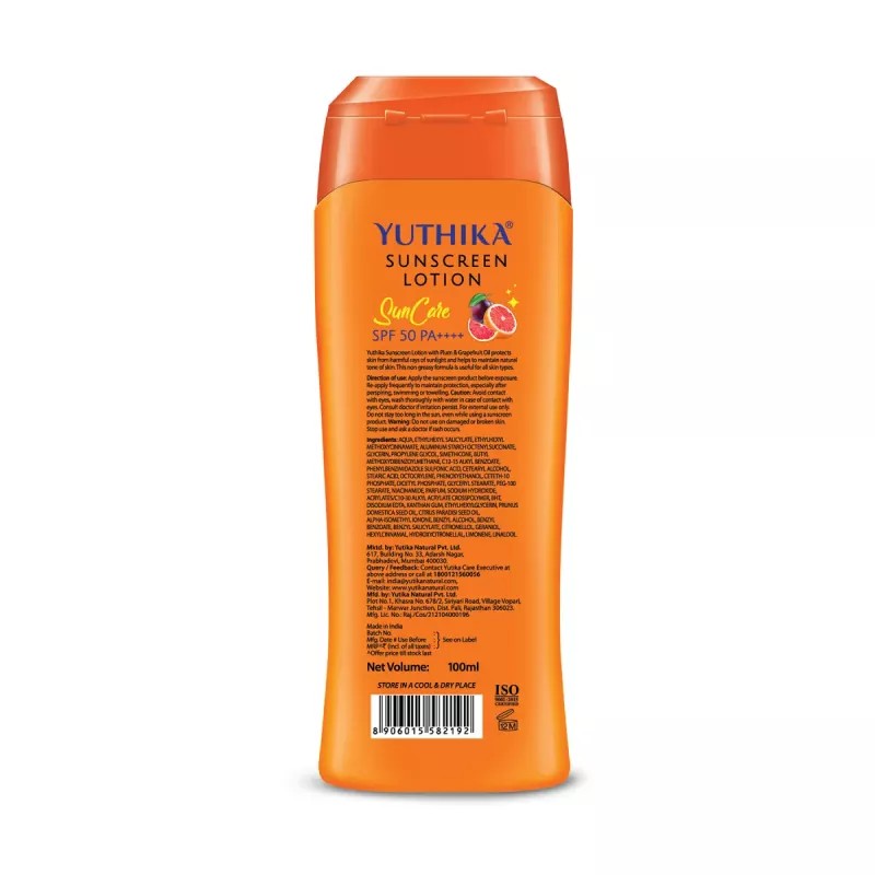 Yuthika Sunscreen Lotion Spf 50 Pa++++ (100ml)