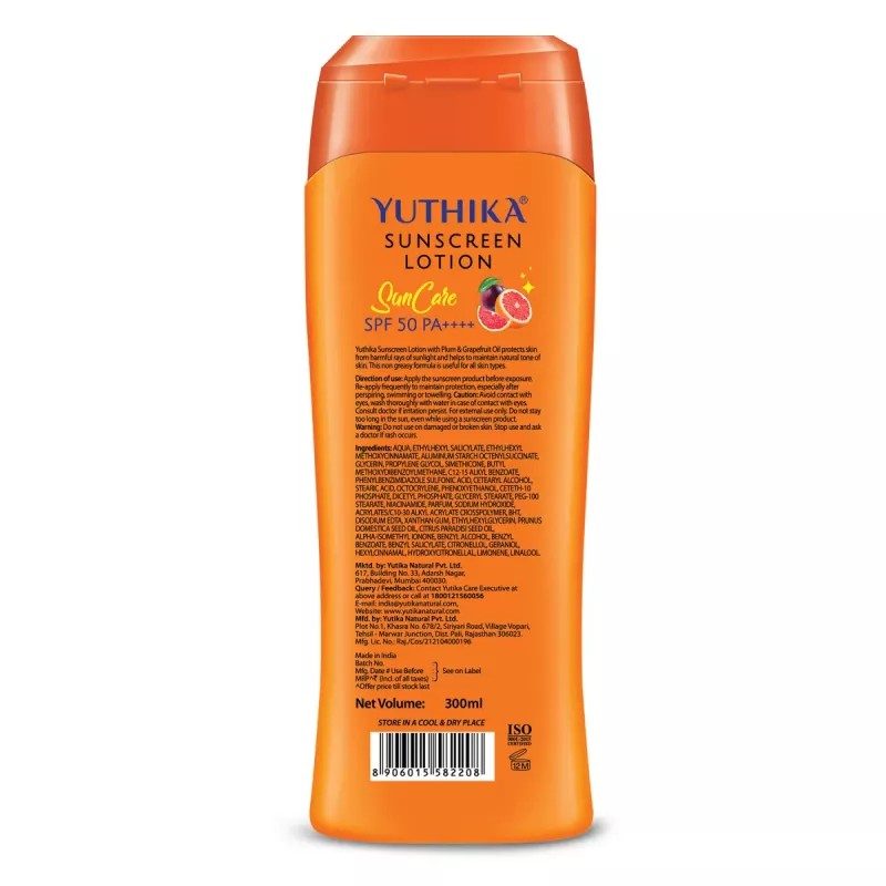 Yuthika Sunscreen Lotion Spf 50 Pa++++ (300ml)