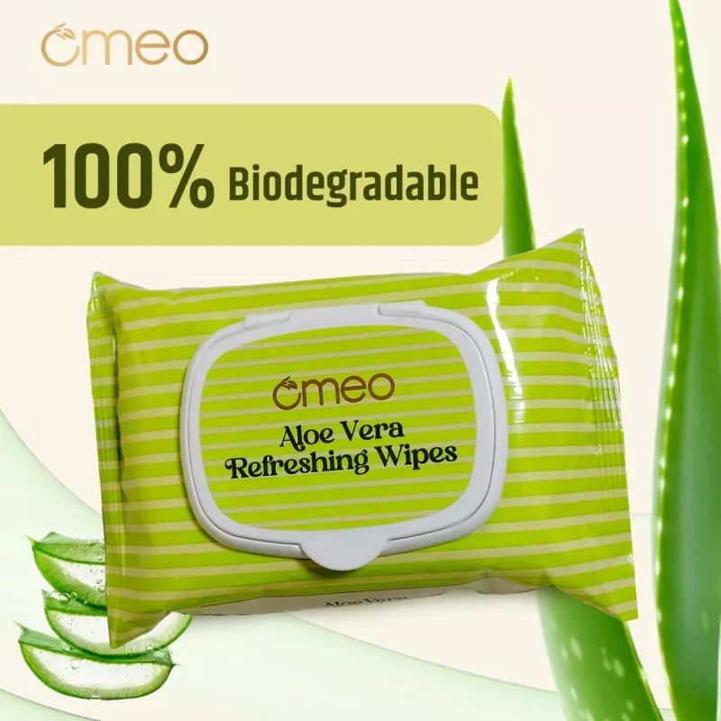Omeo Aloe Vera Refreshing & Calendula Wipes Combo (Each 25 Pcs)(15cmX20cm) (1Pack, Pack of 2)