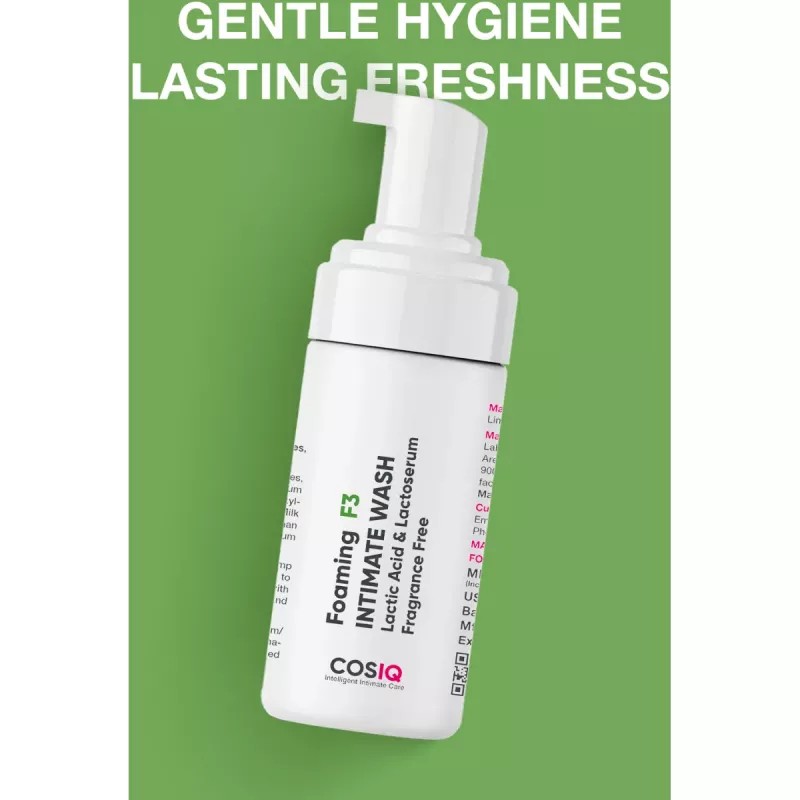 COSIQ Foaming F3 Intimate Wash Lactic Acid & Lactoserum Fragrance Free (100ml)