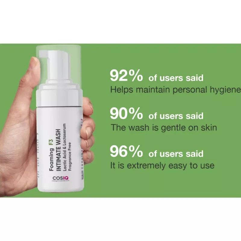 COSIQ Foaming F3 Intimate Wash Lactic Acid & Lactoserum Fragrance Free (100ml)