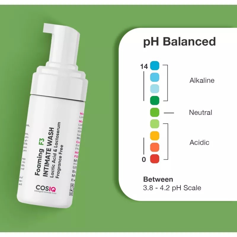 COSIQ Foaming F3 Intimate Wash Lactic Acid & Lactoserum Fragrance Free (100ml)