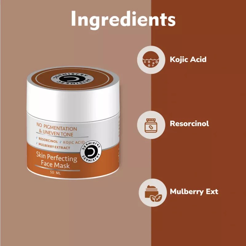 Dermistry 16% Vitamin C 1% Alpha Arbutin Glowing Brightening Face Serum & Skin Perfecting Pack Mask (Serum 30ml + Facemask 50ml) (1Pack)