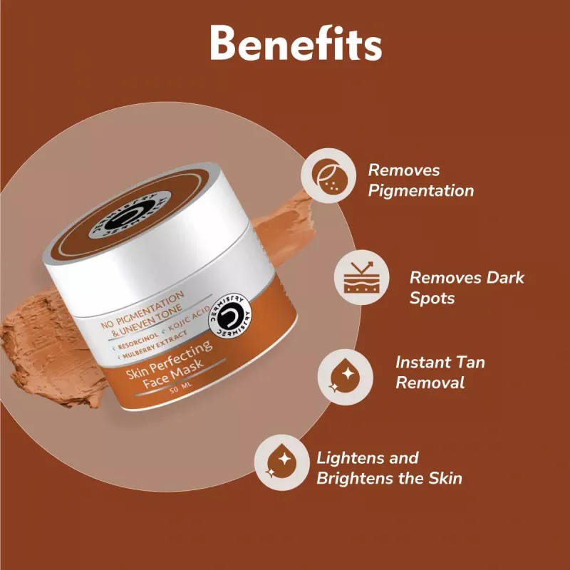Dermistry 16% Vitamin C 1% Alpha Arbutin Glowing Brightening Face Serum & Skin Perfecting Pack Mask (Serum 30ml + Facemask 50ml) (1Pack)