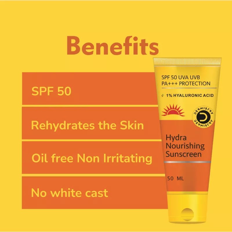 Dermistry 10% Vitamin C 1% Alpha Arbutin Glownig Brightening Face Serum & Hydra Nourishing Sunscreen 50 SPF+++ (Serum 30ml + Sunscreen 50ml) (1Pack)