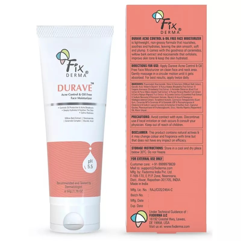 Fixderma Durave Acne Control & Oil Free Face Moisturizer (50g)