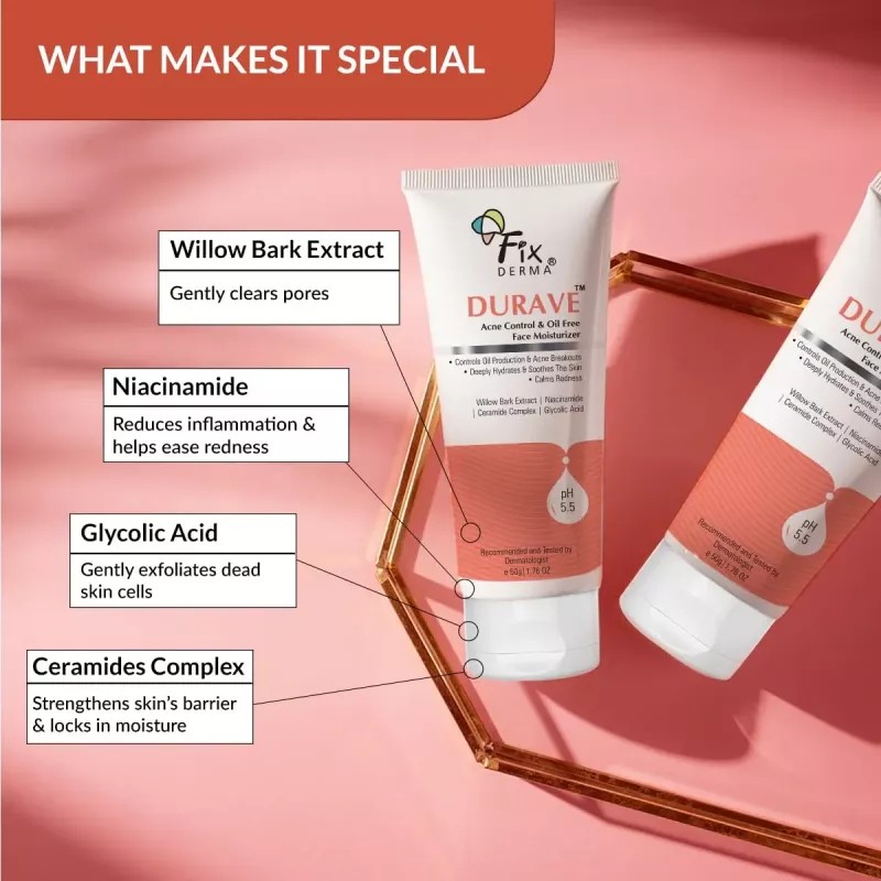 Fixderma Durave Acne Control & Oil Free Face Moisturizer (50g)