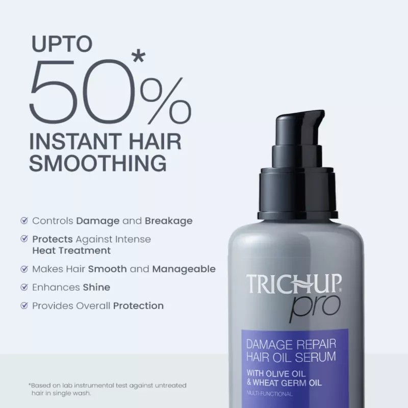 Trichup Pro Damage Repair & Instant Smoothing Hair Care Kit For Dry Frizzy Hair (Shampoo 300ml + Hair Oil Serum 100ml + Hair Mask 200ml) (1Pack)