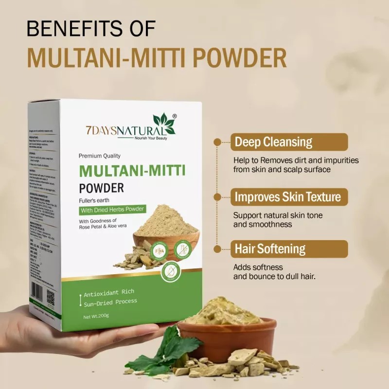 7Days Natural Multani Mitti Powder (200g)