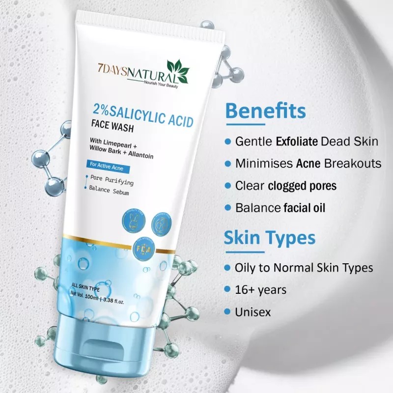7Days Natural 2% Salicylic Acid Face Wash (100ml)