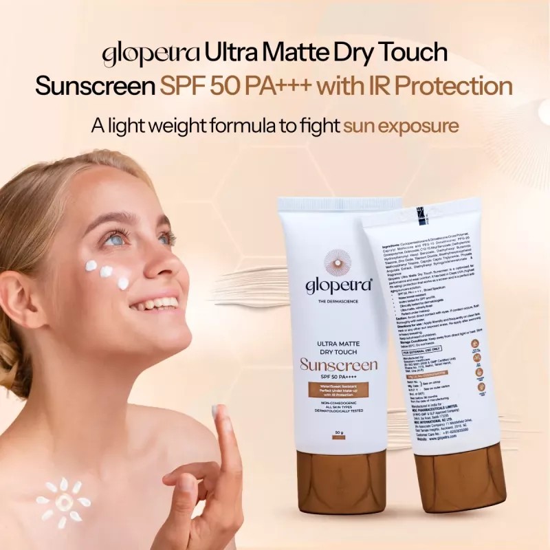 Glopetra Ultra Matte Dry Touch Sunscreen Spf 50 Pa+++ (50g)