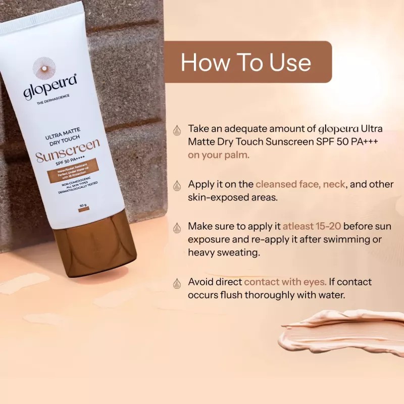 Glopetra Ultra Matte Dry Touch Sunscreen Spf 50 Pa+++ (50g)