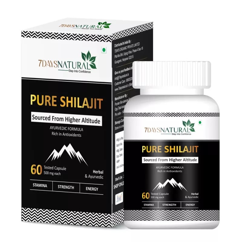 7Days Natural Pure Shilajeet Capsules For Men (60cap)