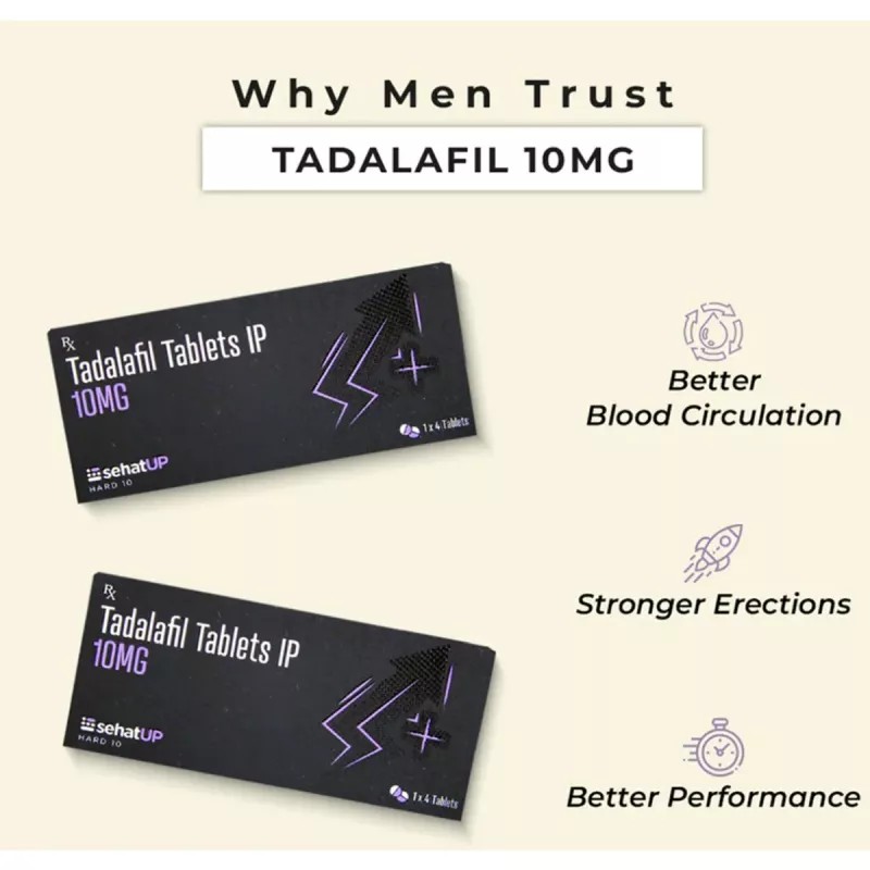 SehatUP Tadalafil Tablets Ip (10mg) + Shilajit Gold Resin + Ashwagandha Tablets (4Tab + 20g + 60Tab) (1Pack)