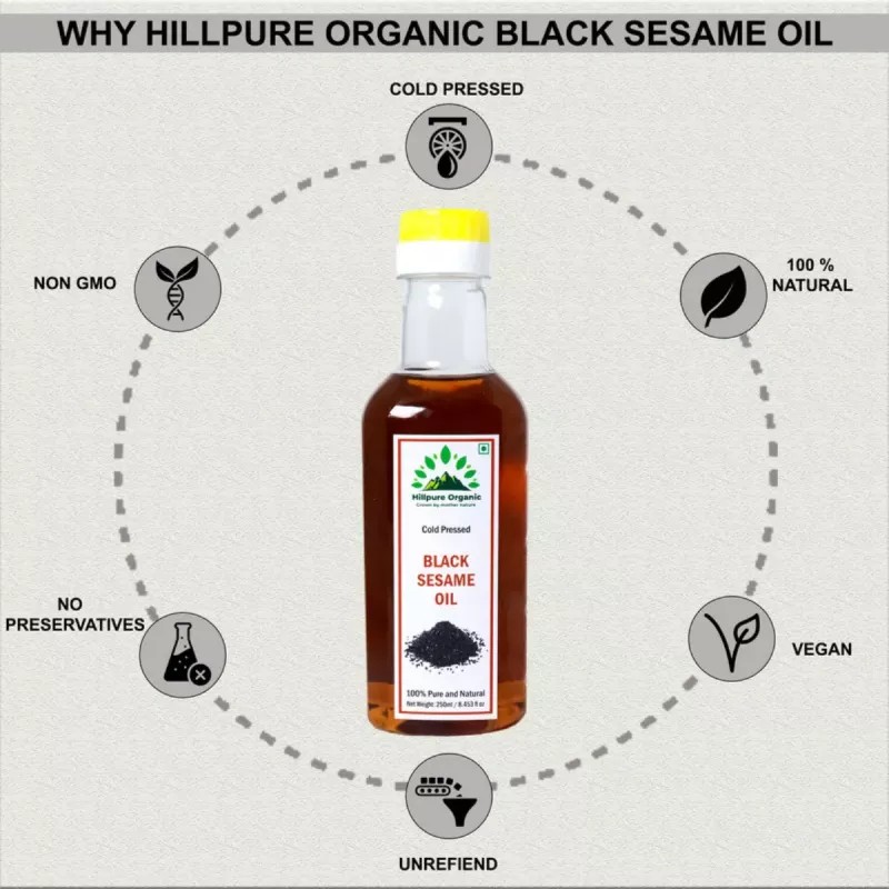 Hillpure Organic Black Sesame Oil (250ml, Pack of 2)