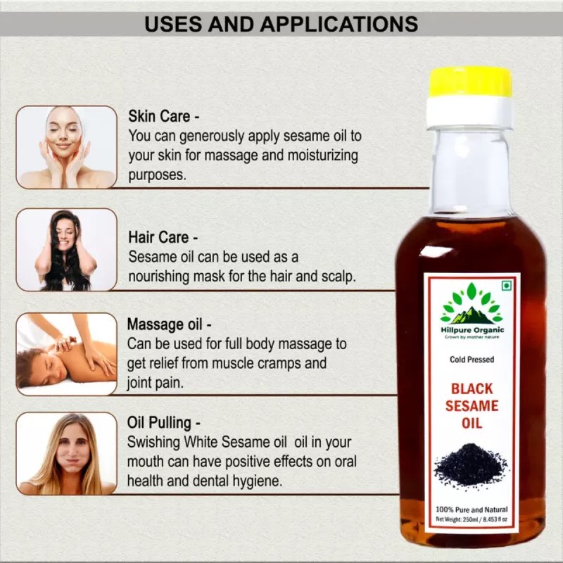 Hillpure Organic Black Sesame Oil (250ml, Pack of 2)