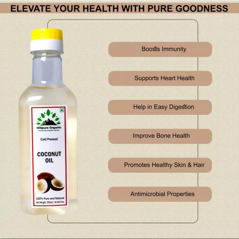Hillpure Organic Coconut Oil (250ml, Pack of 2)