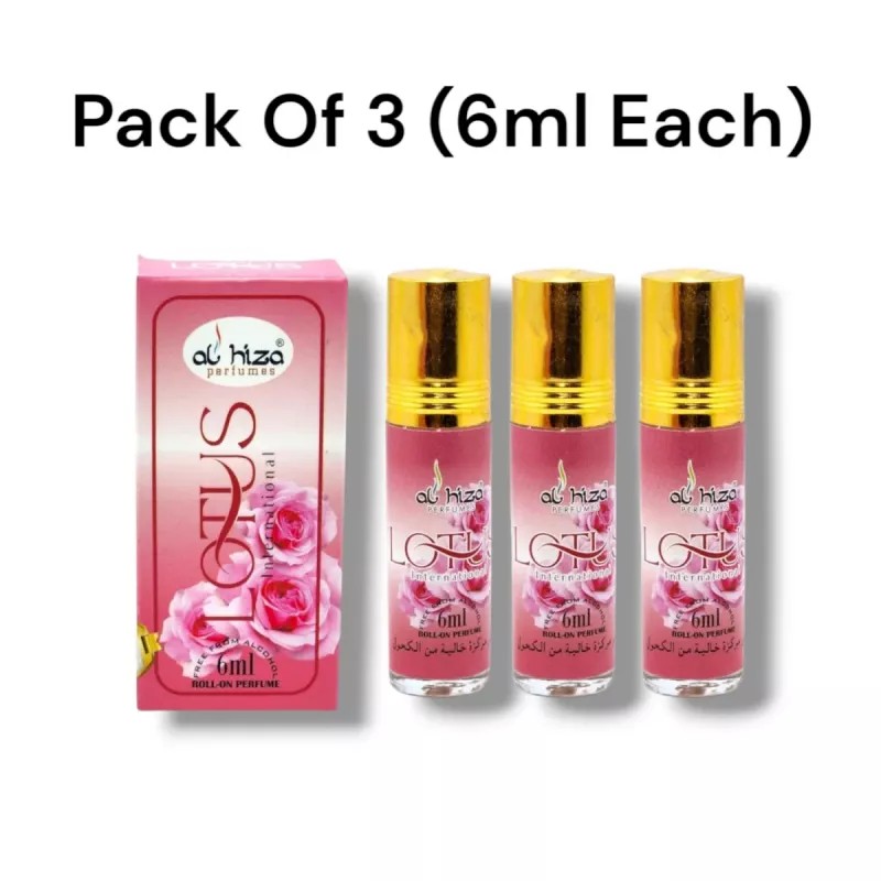 Al Hiza Perfumes Lotus Roll-on Perfume (6ml, Pack of 3)