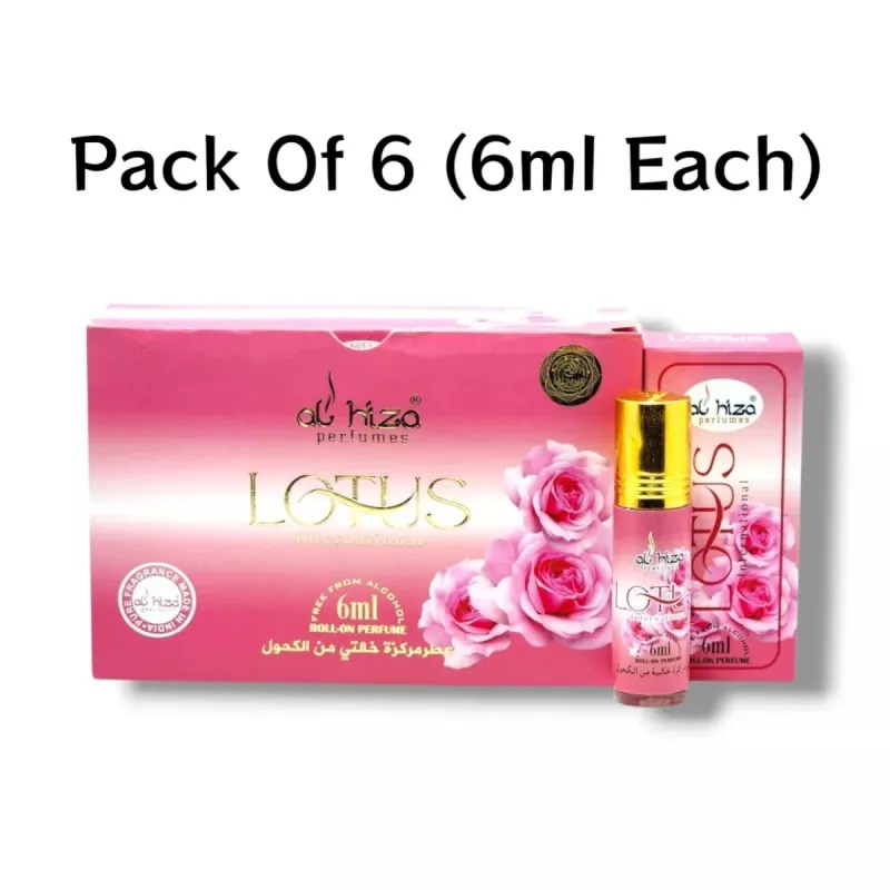 Al Hiza Perfumes Lotus Roll-on Perfume (6ml, Pack of 6)