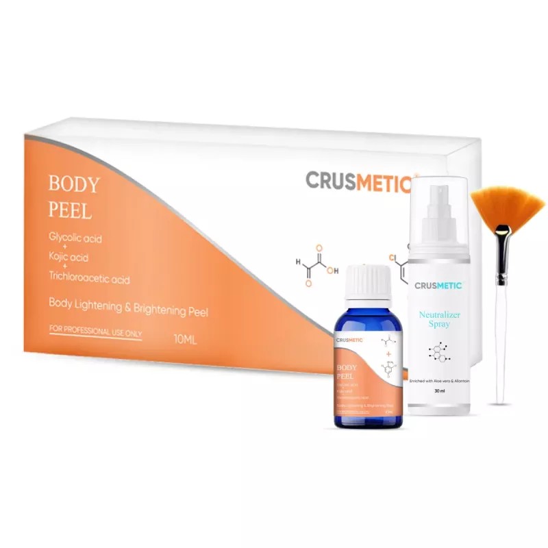 Crusmetic Body Peel + Neutralizer Solution + Brush+ Disifected Cotton Swab Stick (10ml + 30ml + 1 brush + 2 pcs Stick) (1Pack)