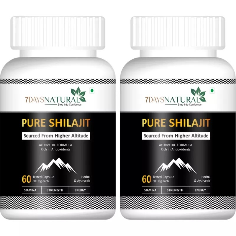 7Days Natural Pure Shilajeet Capsules For Men (60cap, Pack of 2)