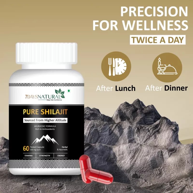 7Days Natural Pure Shilajeet Capsules For Men (60cap, Pack of 2)