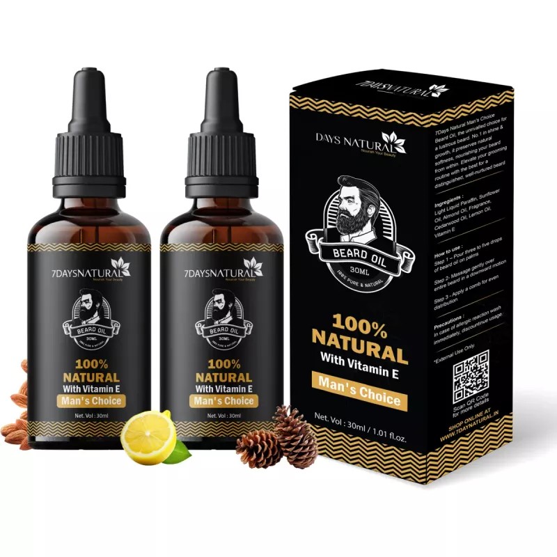 7Days Natural Beard Oil With Vitamin E (30ml, Pack of 2)